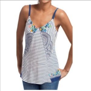 CAbi Striped Floral Cami Tank